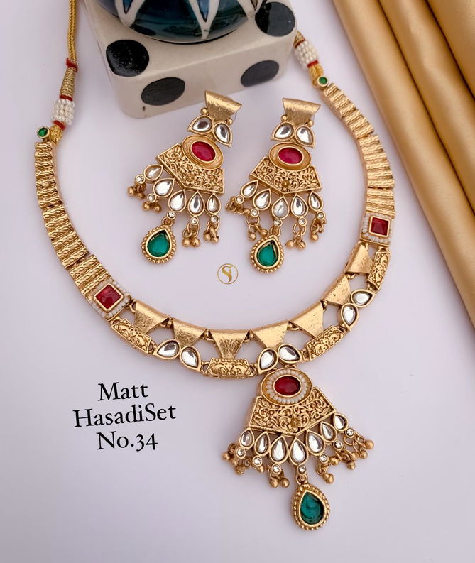 05 MH Designer Golden Matte Hasadi Set Wholesale Shop In Surat
